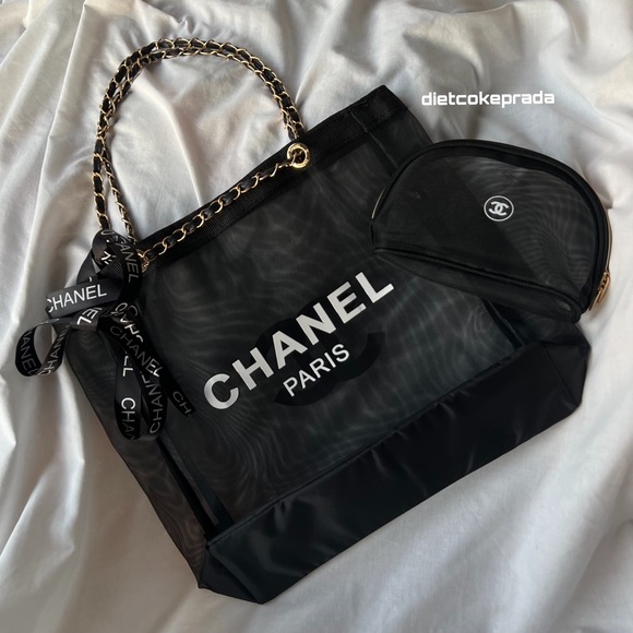 CHANEL Bags Chanel Mesh Tote Bag Mesh Makeup Bag Gift Set Poshmark